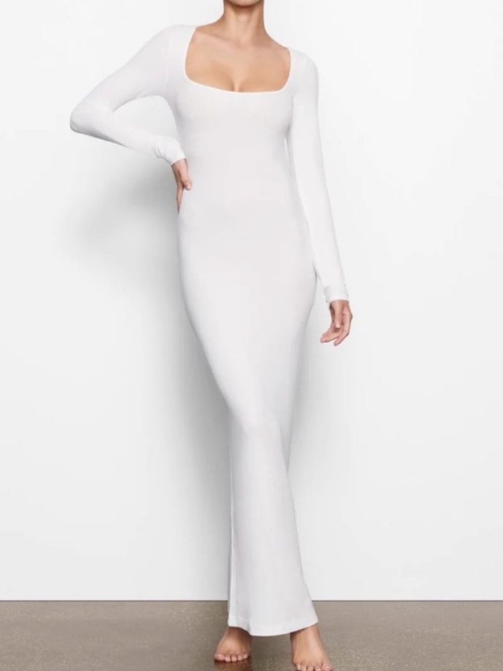 Naked Wardrobe Long Sleeve Square Neck Maxi Dress